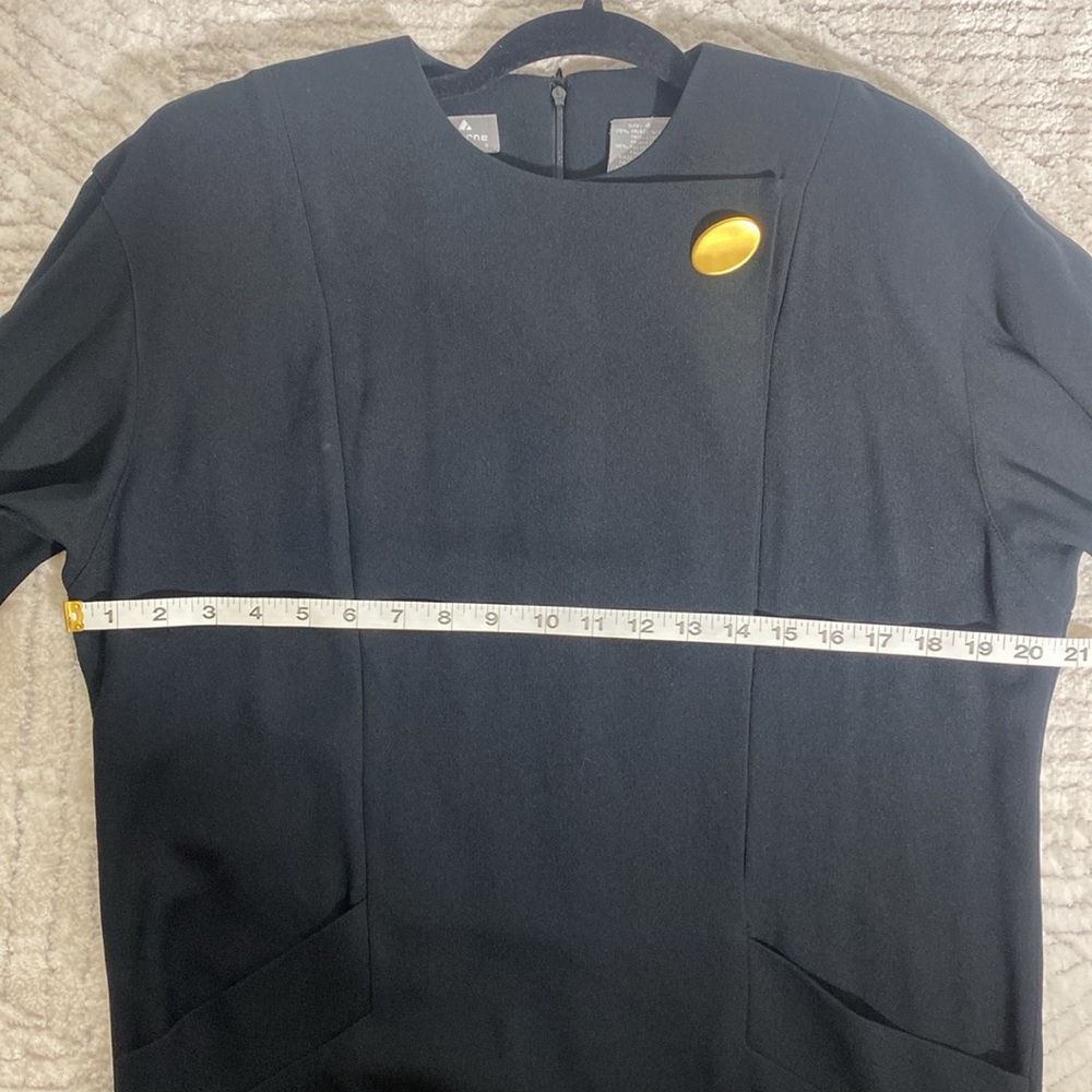 Liz Claiborne Black Shift Dress Size 4 Gold Button Vintage Style - Picture 10 of 14